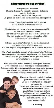 "Honore ton père et ta mère, afin que tes jours se prolongent dans le pays que l'Éternel, ton Dieu, te donne.[...]" Exode 20.12